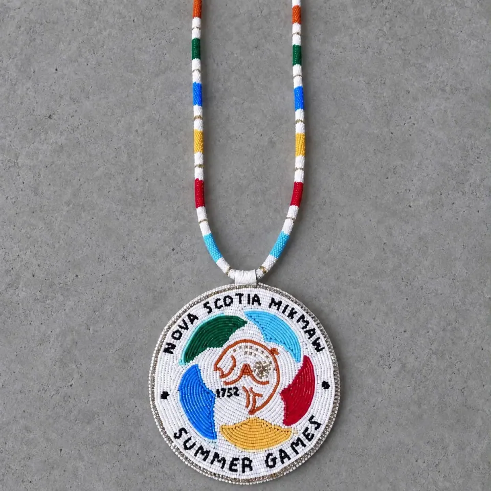 Custom Nova Scotia Mi’kmaq Summer Games beaded medallion necklace